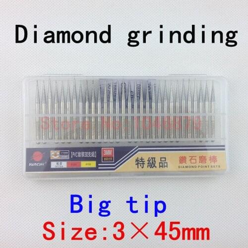 30 / box,Diamond grinding, grinding needles, grinding rods, ground rods. Cylinder: 3*45mm Big tip