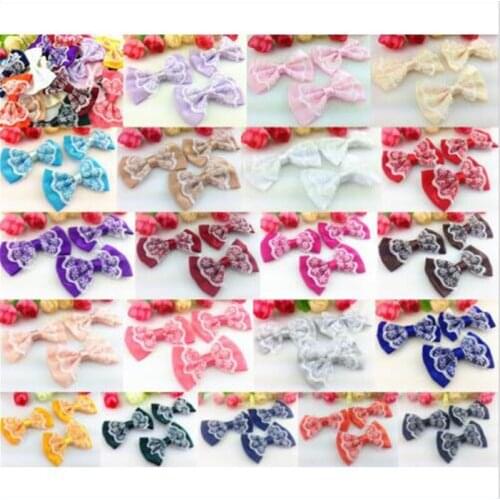 30PCS MIX Color Satin Ribbon Bows Flowers Wedding Appliques Craft