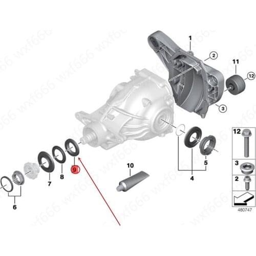 31507609535 Car Differential front oil seal Drive shaft rear oil seal Suitable for E46b mwE87 E90 320 325 330 Shaft seal ring