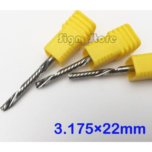 5pcs Solid Carbide Single Flute Sprial Downward Left End Mill Cutter 3.175 *22mm