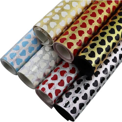 A4 sheet 8"X11.8" Mirror Love Hearts Faux Leather Fabric Synthetic PU Leather for gift boxes craft project 1pieces F0243