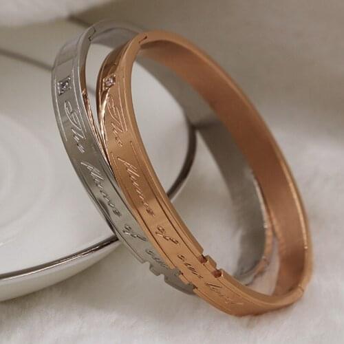 Exquisite Aiguang English Bracelet Fashion Couple Simple Style Titanium Steel Diamond Bracelet 6mm