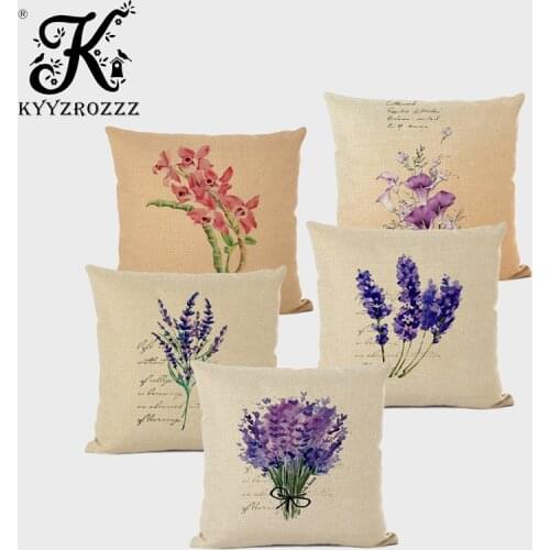 Nordic Decorative Cushion Cover Lavender English Rose Sweet Flower Print Pillowcase Home Bedroom Living Room Decoration Pillow