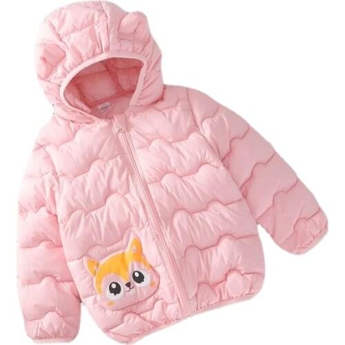 Wholesale Childrens Eiderdown Cotton Clothes Cartoon Print Thick Hooded Warm Boys and Girls New Winter Coat In Childrens Coat