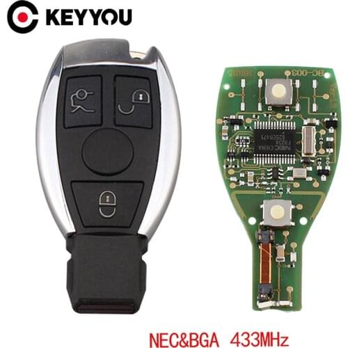 KEYYOU 433MHZ Remote Car Key Fob Case 3 Buttons Remote Car Key Shell Key For Mercedes Benz Year 2000+ NEC&BGA Control