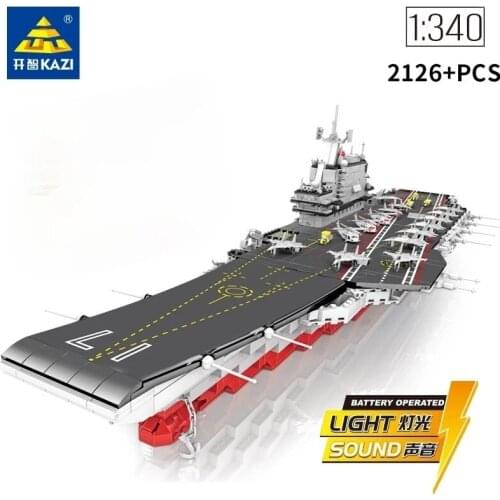 2126pcs Kaizhi KY10003 Aircraft Carrier No. 001A Military Assembled Building Blocks Educational Childrens Toy Gifts