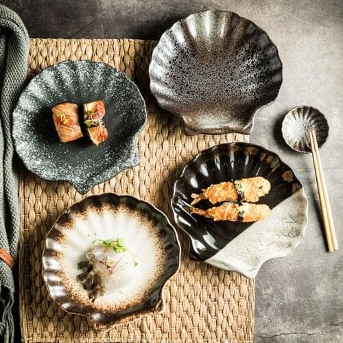 Creative snack tray Good-looking shell tray Irregular ceramic dishes Inventory heart Pastry dishes Commercial tableware