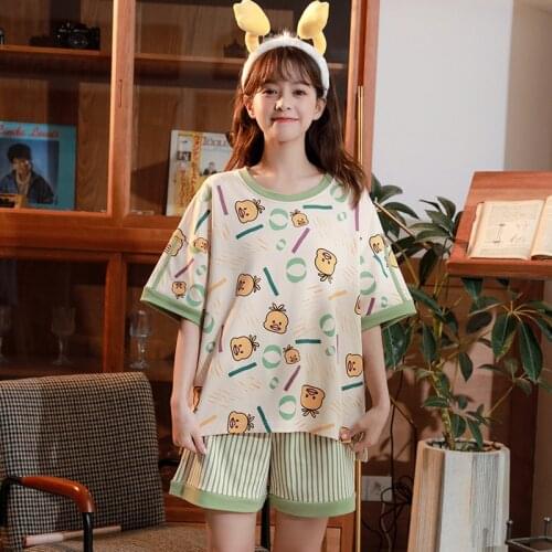 Lovely Sleepwear Sets Summer 100% Cotton Short Home Wear Hot Sale Femme Underwear Pijamas NW20