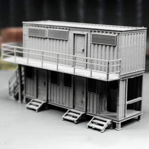 1:87 HO Scale Train Railway Scene Decoration Two-Story Container House Model