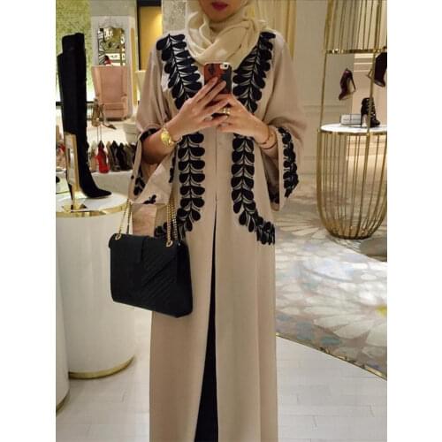 Plus size Casual printed cotton Robe Musulmane Turkish Printed Abaya Muslim Dress Cardigan Robes Arab Worship Service W946