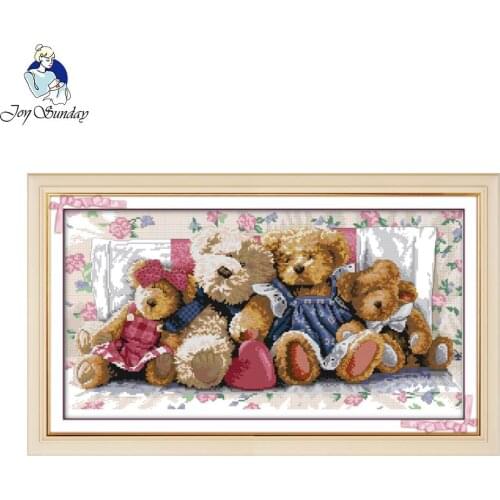 Joy Sunday Bear family Patterns Counted Cross Stitch kit DIY Hand Made Embroidery set Needlework Home Decoration Send Gift