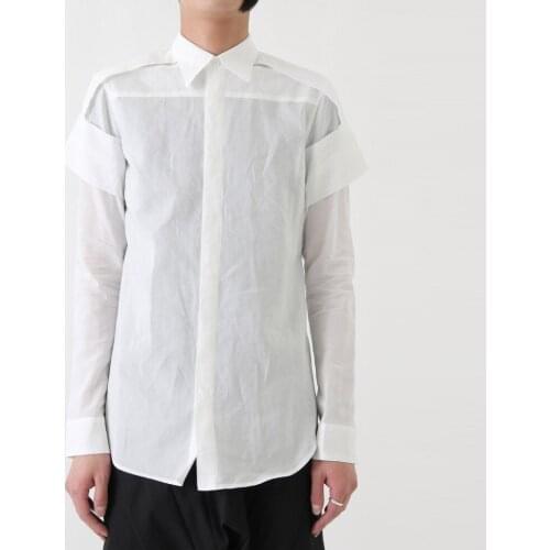 M-6XL! Fashion plus-size mens wear! 2019 New design mens rest shirt pure cotton double sleeve slim men