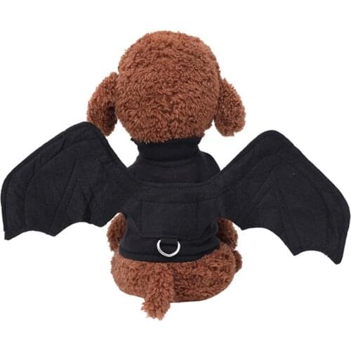 Pet Dog Cat Party Cosplay Clothes with Leash Halloween Bat Costume Coat Jacket For Puppy Kitten Fashion Harness Outfit Black