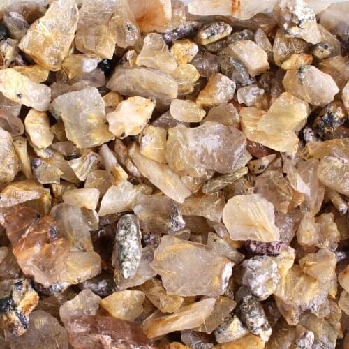 30/50g Clear Natural Charming Yellow Hair Crystal Gold Rutilated Quartz Chips Rough Stone Mineral Specimens Home Decor