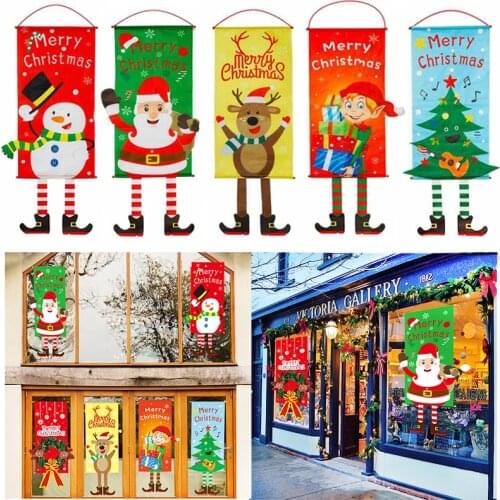 Christmas Decorations for Home Santa Door Banner Hanging Merry Christmas Gift Xmas Ornaments Navidad 2020 Decor New Year 2021