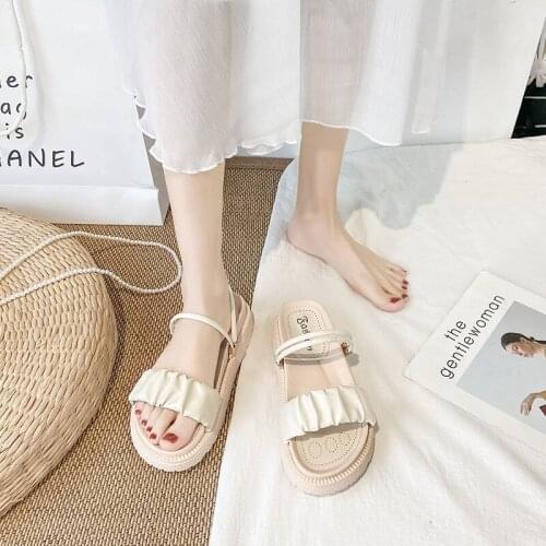 2021 Comfortable Women Summer Shoes Women Women Narrow Band Platform Slippers Outdoor Open Toe Elegant Solid Sandals