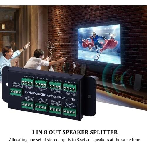 1 In 8 Out Speaker Selector Switch Audio Signal Switcher Power Amplifier Receiver Splitter Box Audio Input 300W Per Channel