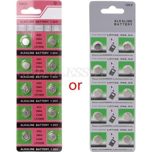10PCS Alkaline Batteries AG2 1.5V G2 396A LR726 SR726W GP397 1164SO SR59W SR726 Coin Button Cell Watch Toys Clocks Drop Shipping