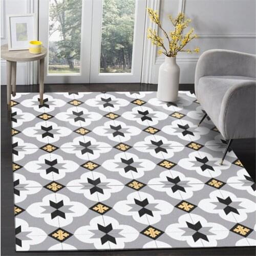 Bubble Kiss Modern Geometric Black Yellow Flower Pattern Carpets For Living Room Home Decor Customized Bedroom Area Rugs Mats