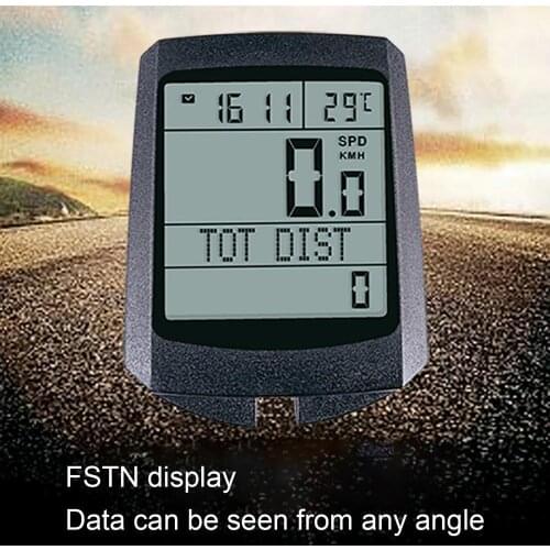 1 pc MTB bicycle riding speedometer black neutral luminous FSTN display durable and accurate outdoor riding bicycle odometer