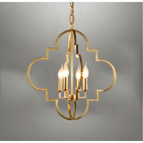Light luxury American country pure copper chandelier personality creative restaurant study bedroom cloakroom copper chandelier