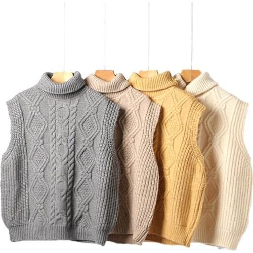 Winter Thick Turtleneck Sweater Vest Women Sleeveless Knitted Sweaters And Pullovers Twist Pull Femme Knitwear