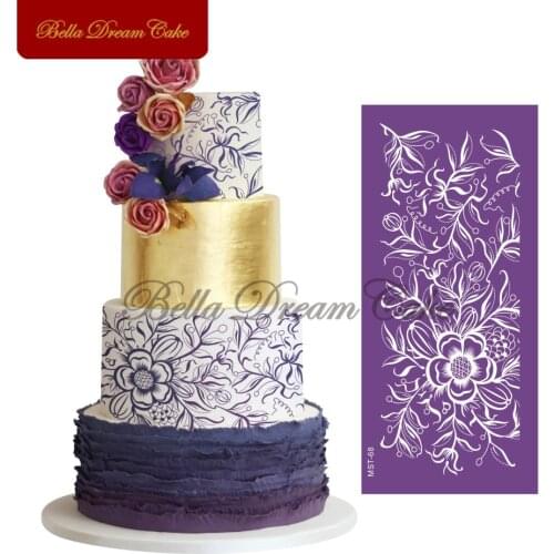 Flower Pattern Mesh Stencils Fondant Sugarcraft Cake Border Template Mold Fabric Cake Stencil Cake Decorating Tool Bakeware
