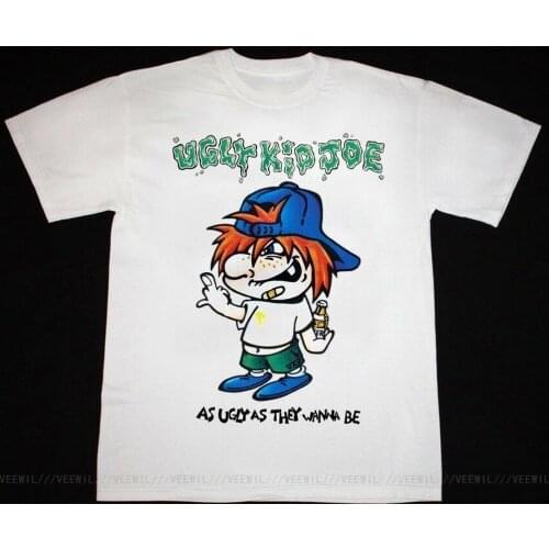 UGLY KID JOE AS UGLY AS THEY WANNA BE'91 HARD ALTERNATIVE ROCK NEW WHITE T-Shirt Cotton Tee Shirt Vintage Graphic