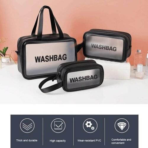 Waterproof Washbag Transparent Cosmetic Case Large Capacity Portable Travel Makeup Organizer Storage Bag PVC Zipper Handbags