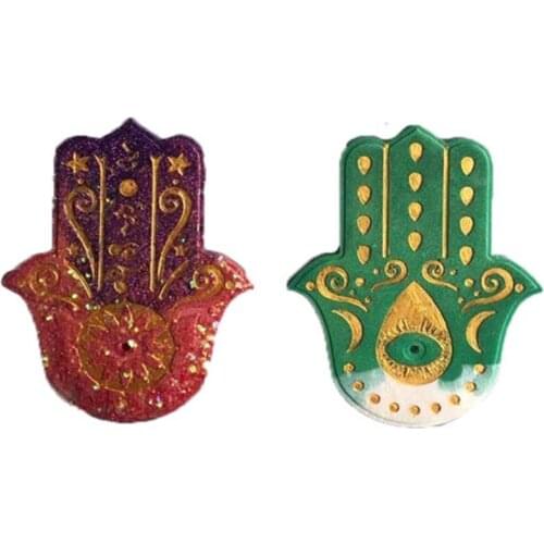 XXFD Palm Amulet Crystal Epoxy Resin Mold Hamsa Hand Silicone Mould DIY Crafts Tray Dish Decorations Casting Tool