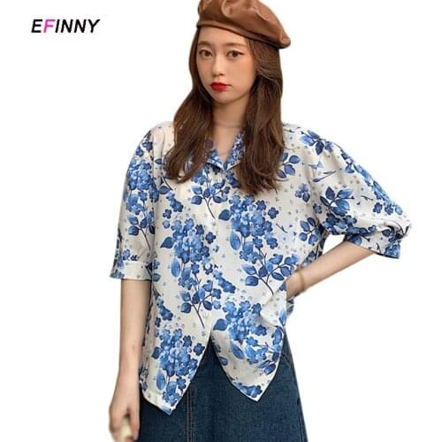 Blouse Women Summer Blouses Blouses Korean Style Floral Print Femme Top Femme 2021 Fashion Women Clothing Drop Shipping