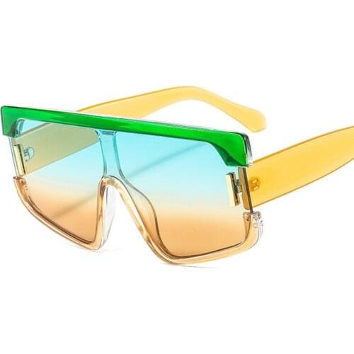 Rivets Oversize Women Contrast Color Personality One-Piece Square Sunglasses Trendy Big Frame Glasses UV400