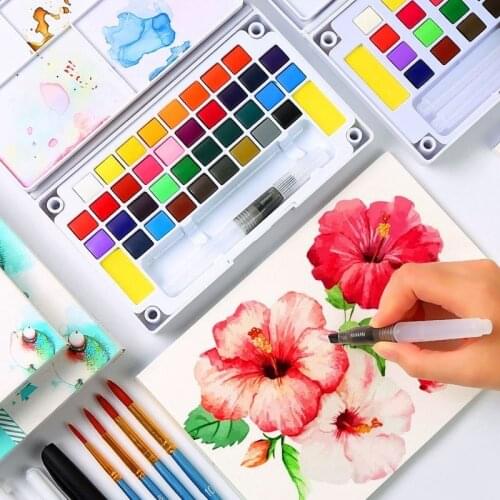 1 Set Oil Pigment Brush Pen Watercolor Paints Portable Travel Solid Painting Pen Art Supplies For Drawing Painting 03152