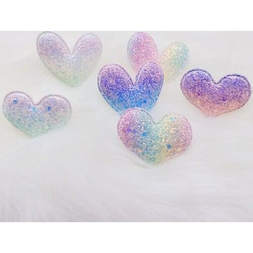 120pcs/lot Glitter gradient rainbow heart shining girl series dream hearts patch for diy crafts phone hair accessories wholesale