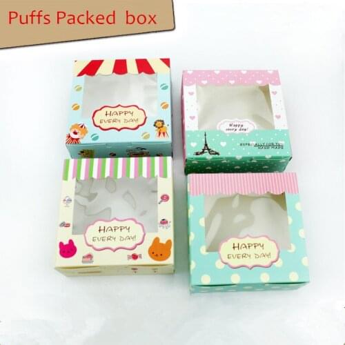 13.5cm*13.5cm*5cm Baking Packed Puffs box Eggs-Tart moon cake rectangle Boxes Circus Series Eiffel Tower 10PCS