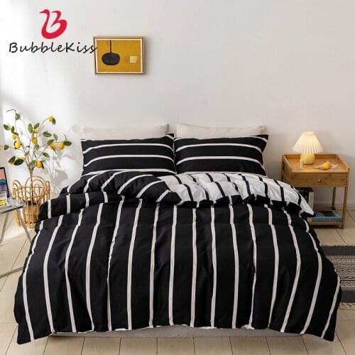 Bubble Kiss Queen Bedding Set Stripe Geometric Duvet Cover Home Textile Comfortable Breathable King Size Quilt Cover 2pcs/3pcs