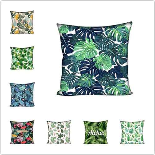 2020 Nordic Tropical Plam Printed Pillowcas for Home Living Room Decoration Simple Green Leaf Square Sofa Pillowcase 45*45cm