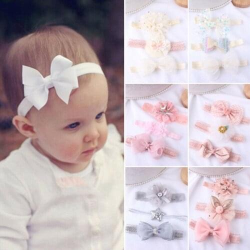 3pcs/set Elastic Flower Headbands for Baby Girls Hair Accessories Baby Girls Bows Nylon Turban Stretchy Rubber Hair band 0-3T