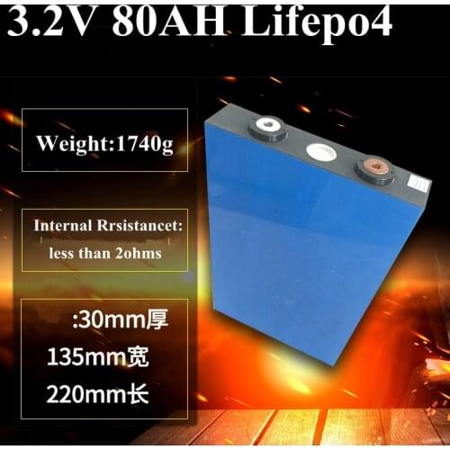 4PCS 3.2v 80Ah Lifepo4 Battery Lifepo4 for DIY 24v 12v 36V 300AH Wheelchair Solar Power Backup Golf Cart EV Inverter Bike