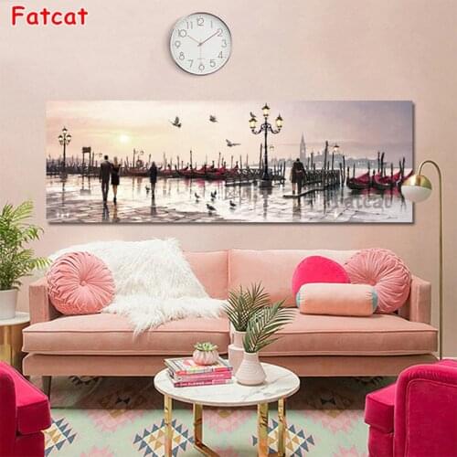 5D DIY Diamond Painting Abstract art, sunset city lovers landscape Hot selling art cross stitch full square/round diamond PP261