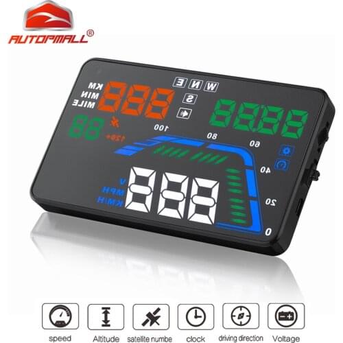 Auto Car HUD GPS Head Up Display HD 5.5'' Speedometers Overspeed Warning Dashboard Windshield Projector Multi Color Car Auto HUD