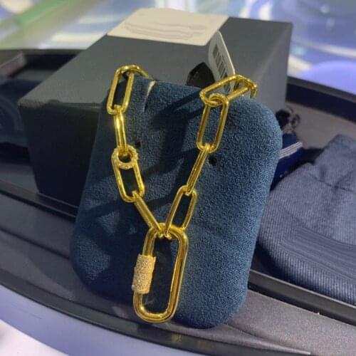 Brand 1:1Luxury Brand Bangle High Quality Gold Color Square Single Inlaid Sides Bracelet Zirconia Stones Women Jewelry Gift