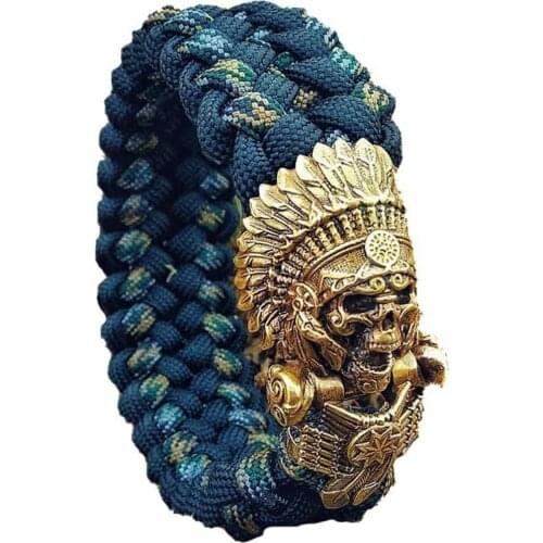 1 Set Paracord Beads DIY Pendant Buckle Paracord Knife Lanyards Brass Chief Skull Charms For Paracord Bracelet Accessories