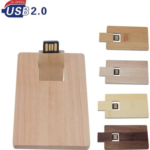 Wooden Card Usb Flash 128GB Pen Drive Real capacity 4GB 8GB 16GB 32GB 64GB Real Wood Card USB Flash Drive Cle USB Memory Stick