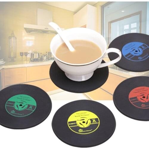 Environmental Plastic Vinyl Record Table Placemats Simple And Creative Mug Coaster Heat-resistant Cup Coasters