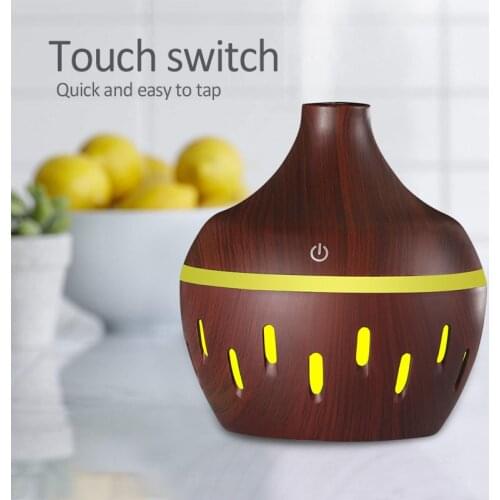 ELOOLE 300ml Air Humidifier Aroma Essential Oil Diffuser Ultrasonic Wood Grain Portable USB Mist Maker 7 LED Light For Car Home