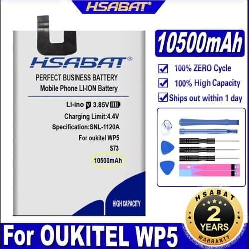 HSABAT S73 10500mAh Battery for OUKITEL WP5 IP68 Waterproof Smartphone MT6761 5.5 inch Batteries