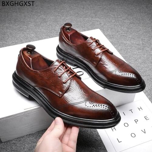 Brown men wedding shoes 2021 dress black oxford shoes men Brogue mens leather shoes chaussure de homme zapatos de hombre sapato