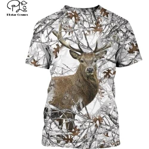PLstar Cosmos Animal Deer Bow Hunting Hunter Camo suit Harajuku New Fashion 3DPrint Unisex Shorts Sleeves T-shirts Men/Women s-5