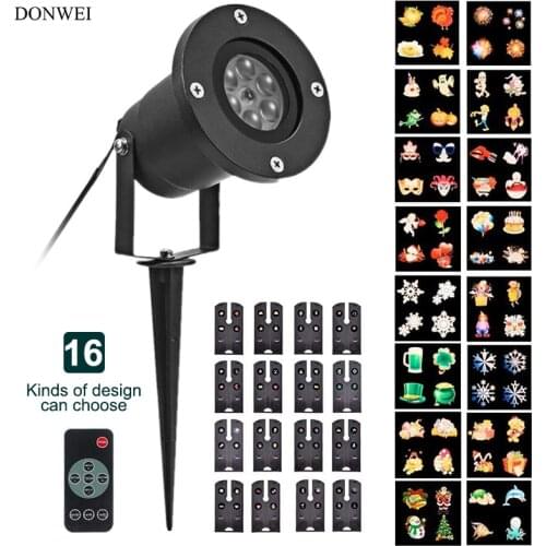 16 Pattern Laser Projection Light Moving Snowflake Stage Effect Light Christmas Halloween New Year Party Holiday decoration Lamp